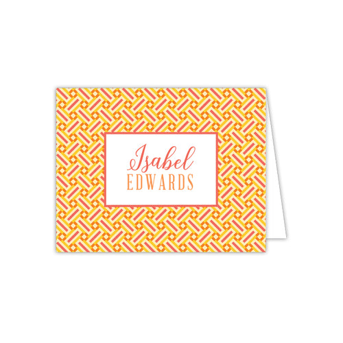Coral and Yellow Textile Folded Note