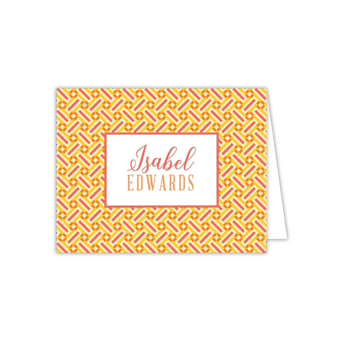Coral and Yellow Textile Folded Note