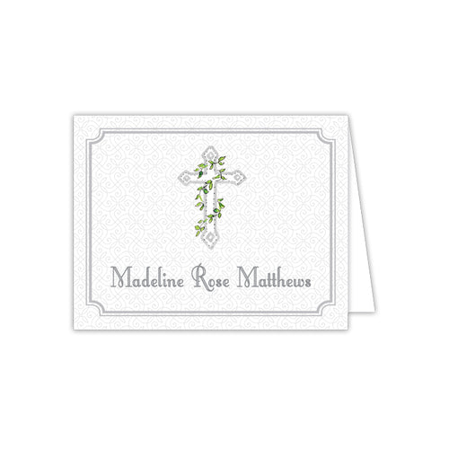 RosanneBeck Collections White Note Cards - Floral Crest Monogram - R