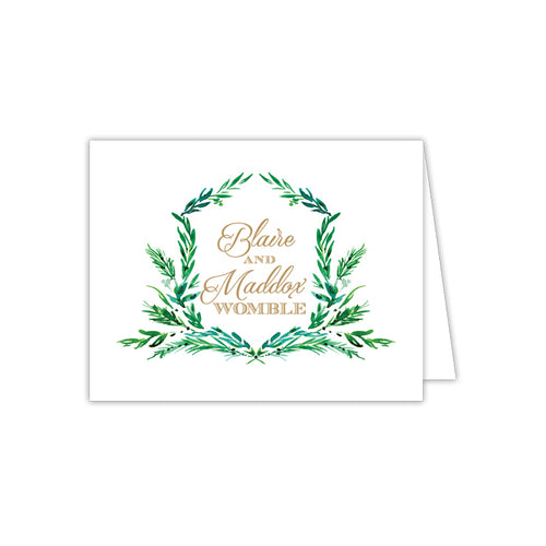 Wedding Greenery Crest Folded Note