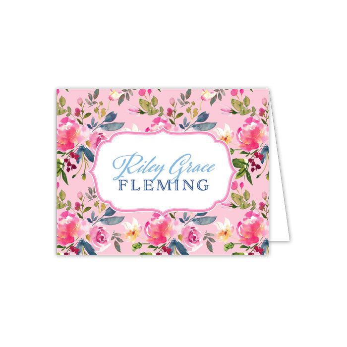 Pink Floral Folded Notes