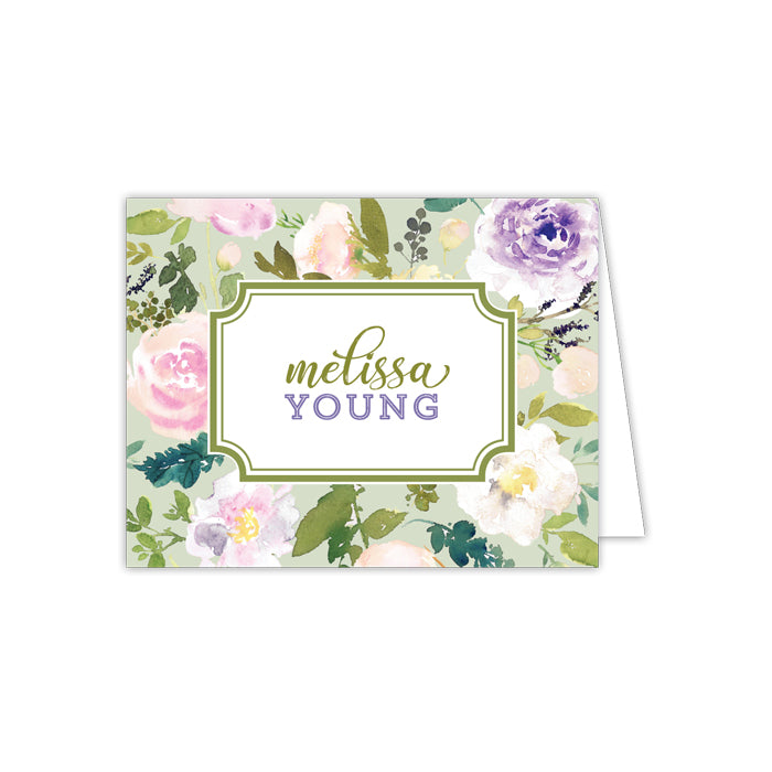 Green Floral Folded Notes