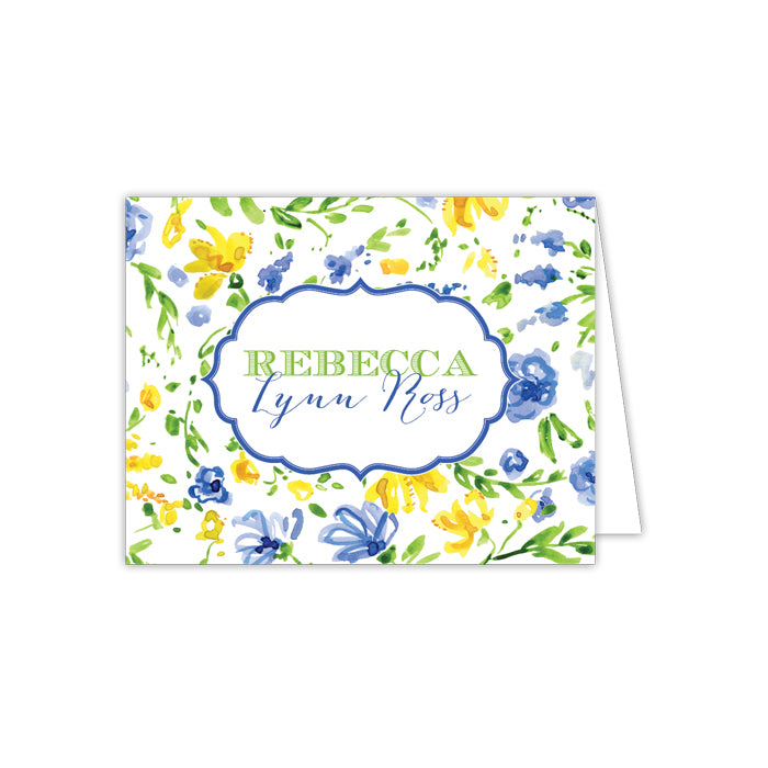 Blue Floral Folded Note