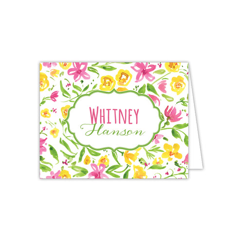 Green and Yellow Floral Folded Note