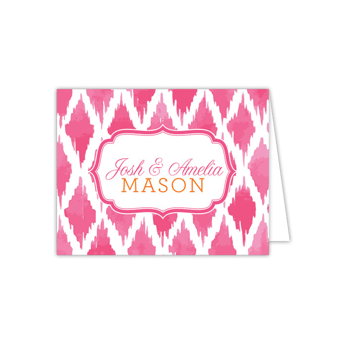 Pink and White Design Folded Note
