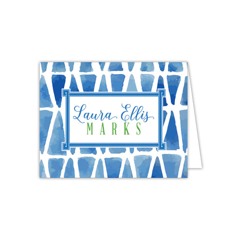 Blue and White Design Folded Note