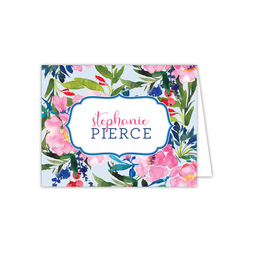 Pink and Blue Floral Folded Note