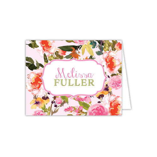 Pink Floral Folded Note