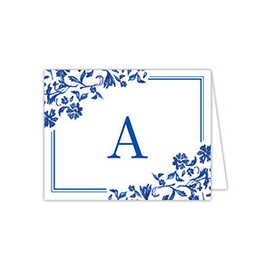 Blue and White Monogram A Folded Note