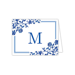 Blue and White Monogram M Folded Note