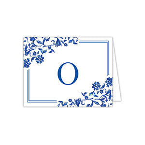 Blue and White Monogram O Folded Note
