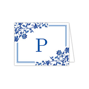 Blue and White Monogram P Folded Note