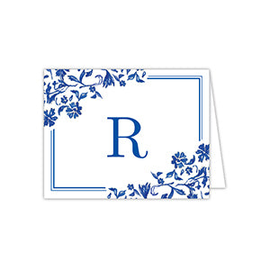 Blue and White Monogram R Folded Note
