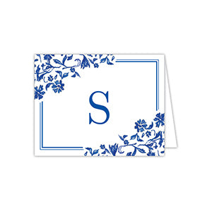 Blue and White Monogram S Folded Note