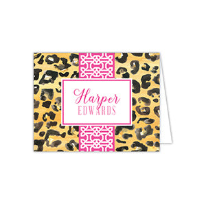 Cheetah Pattern with Hot Pink Band Folded Note