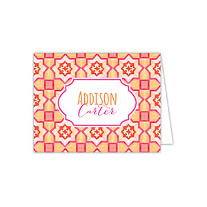 Handpainted Tiles Tangerine and Pink Folded Note