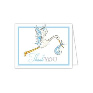 Handpainted Blue Stork Folded Note