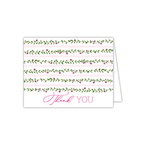 Floral Vine Pink and Green Folded Note