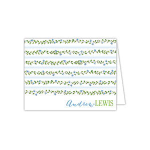 Floral Vine Blue and Green Folded Note