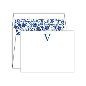 Blue and White  Monogram V Social Set