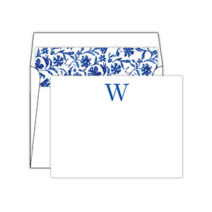 Blue and White  Monogram W Social Set