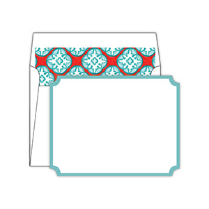 Teal with Aqua and Red Tiles  Liner Social Set