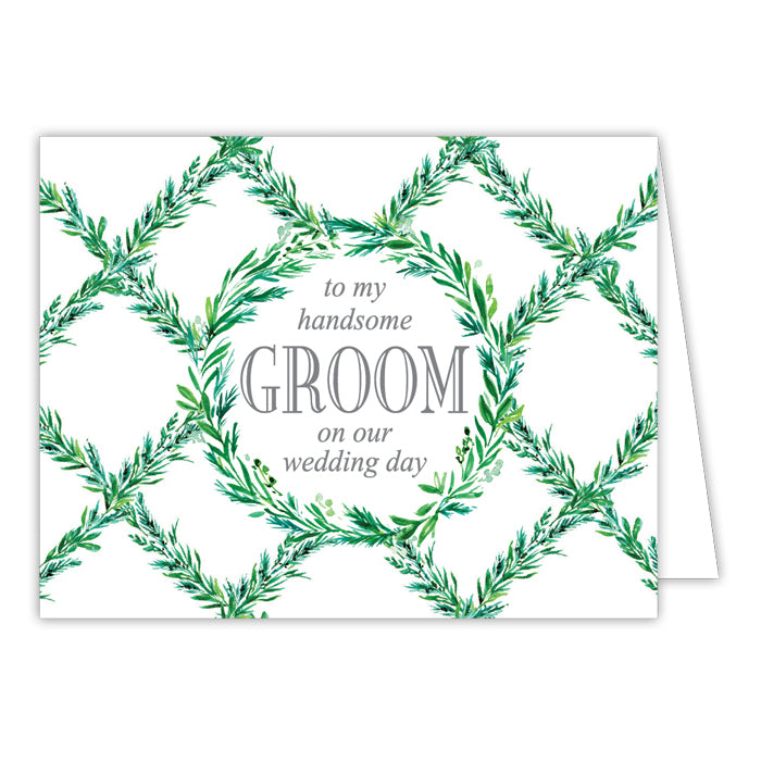 Wedding Greenery-Groom Bridal Greeting Card