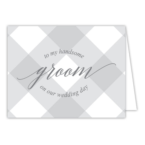 Grey Buffalo Check-Groom Bridal Greeting Card