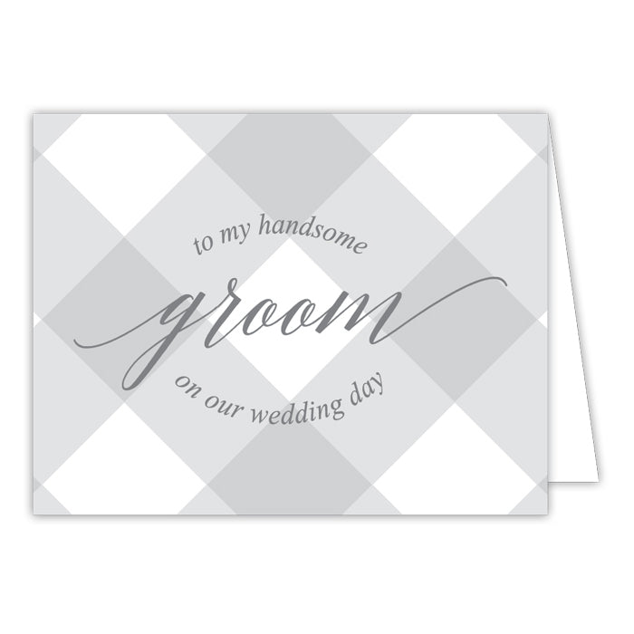 Grey Buffalo Check-Groom Bridal Greeting Card