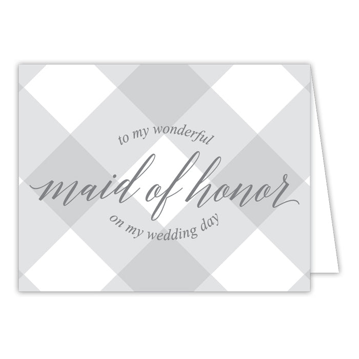 Grey Buffalo Check-Maid of Honor Bridal Greeting Card