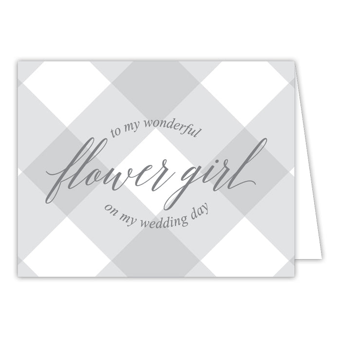 Grey Buffalo Check-Flower Girl Bridal Greeting Card