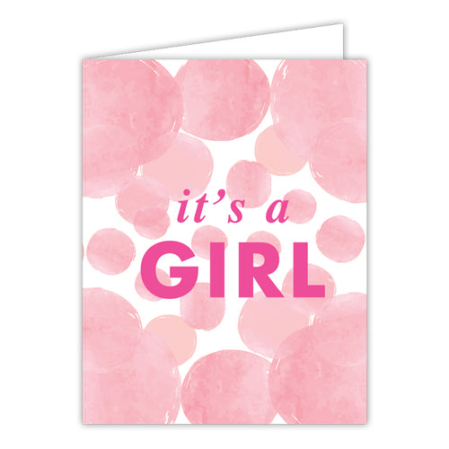 Its a Girl Pink Bubbles Folded Greeting Card