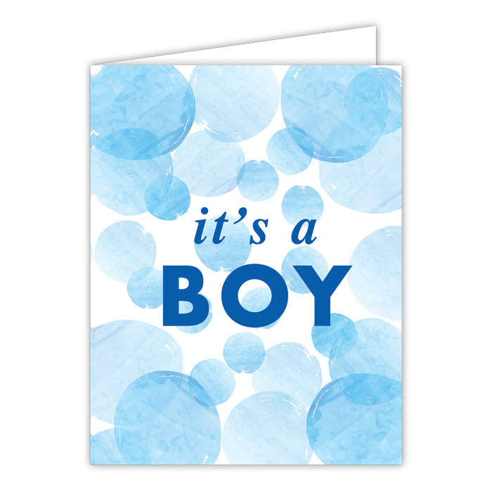 Its a Boy Blue Bubbles Folded Greeting Card