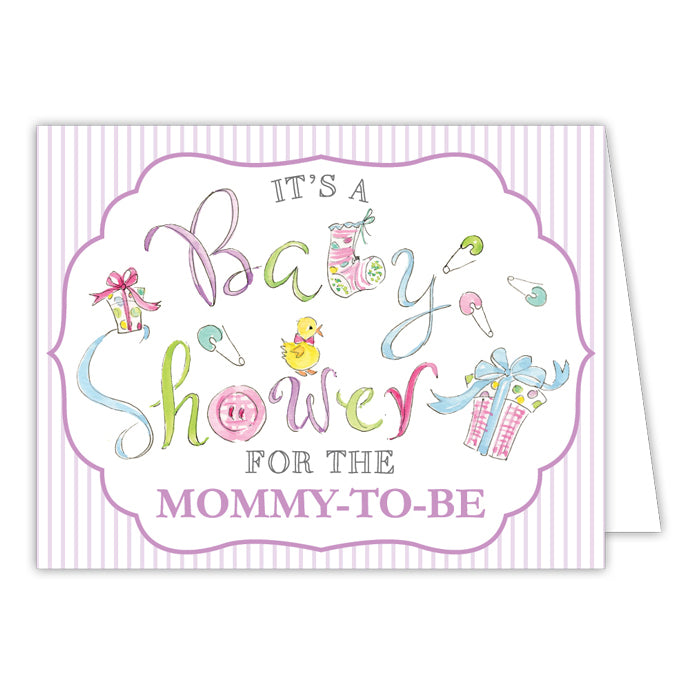 Baby Shower for the Mommy to Be Purple Folded Greeting Card