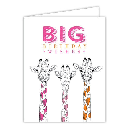 BIG Birthday Wishes Giraffes Folded Greeting Card