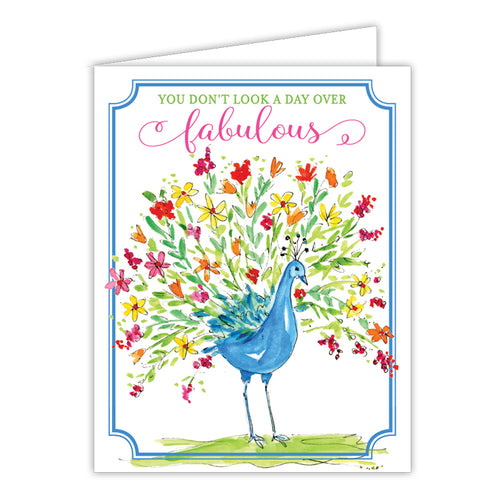 Birthday Peacock Folded Greeting Card