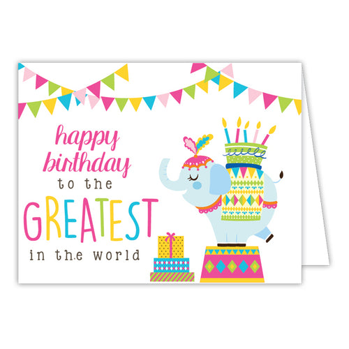 Happy Birthday Circus Elephant Folded Greeting Card