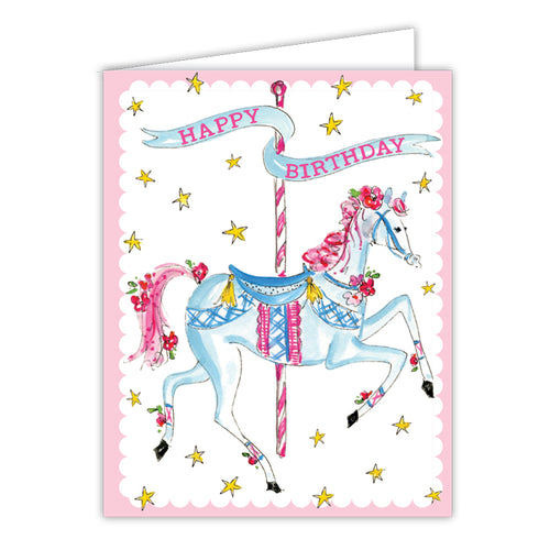 Birthday Carousel Horse Folded Greeting Card