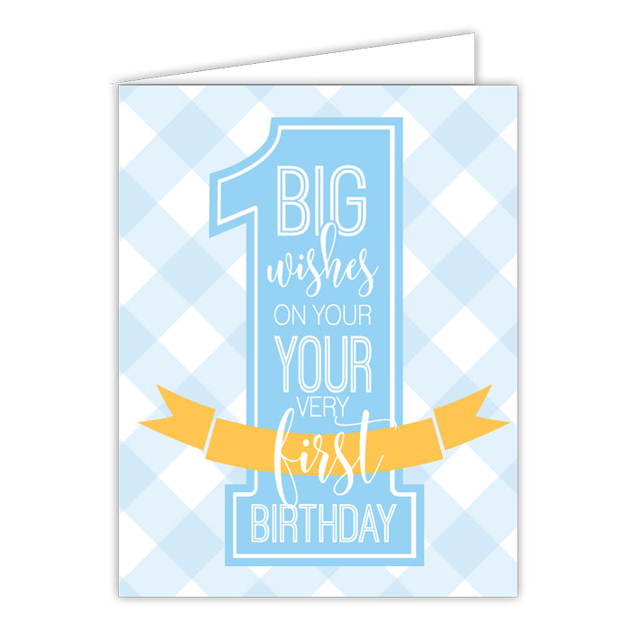 First Birthday Blue Folded Greeting Card