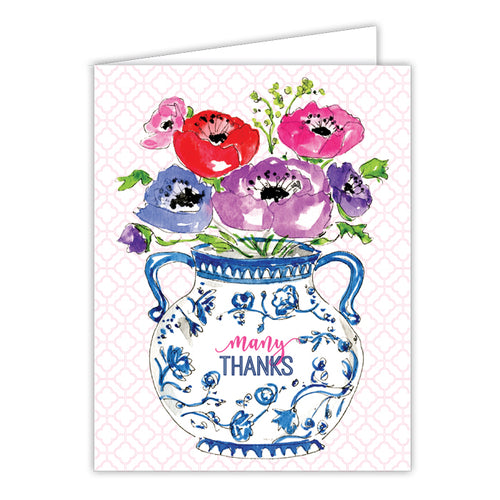 Many Thanks Floral Arrangement Folded Greeting Card