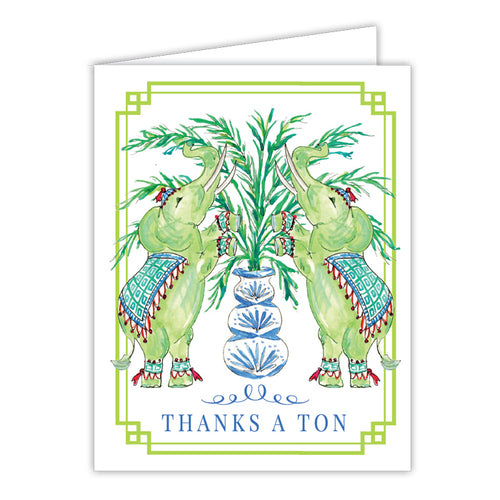 Thanks A Ton Elephants Folded Greeting Card