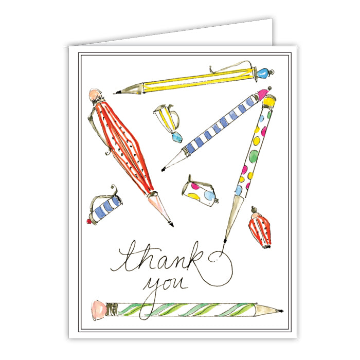 Thank You Pens Folded Greeting Card