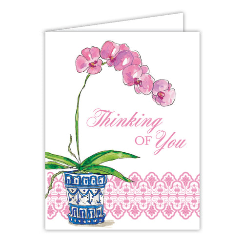 Thinking of You Floral Blue Pot Folded Greeting Card