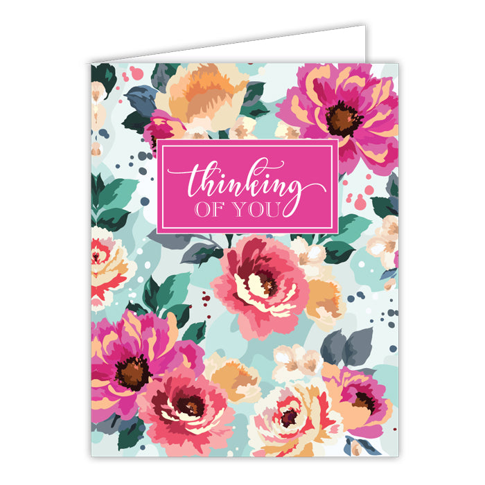 Thinking of You Pink Floral Folded Greeting Card