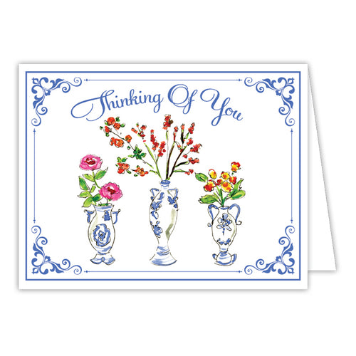 Floral Vases Folded Greeting Card