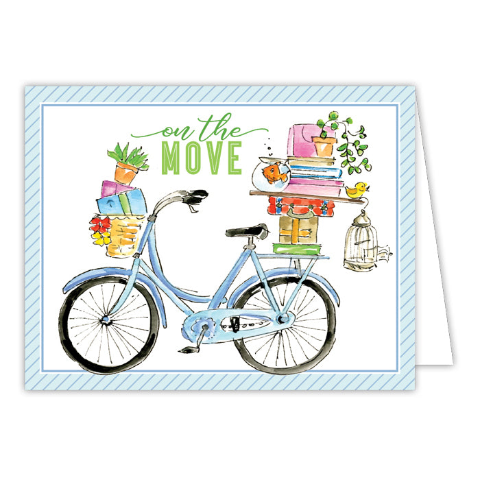 On The Move Bicycle Folded Greeting Card