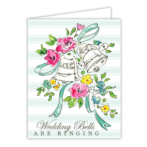 Wedding Bells are Ringing Floral Bells Folded Greeting Card