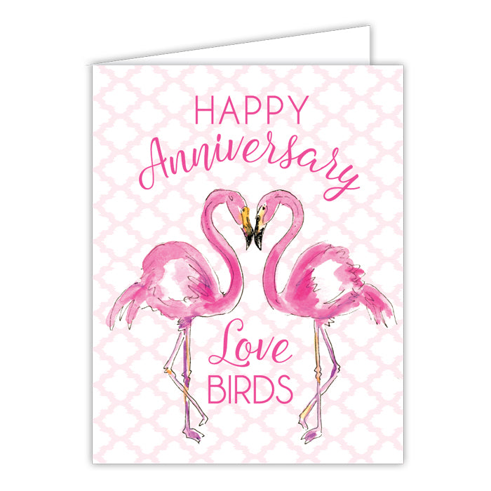 Happy Anniversary Love Birds Flamingos Folded Greeting Card