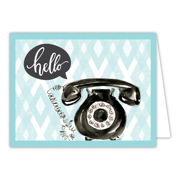 Hello Vintage Telephone Folded Greeting Card