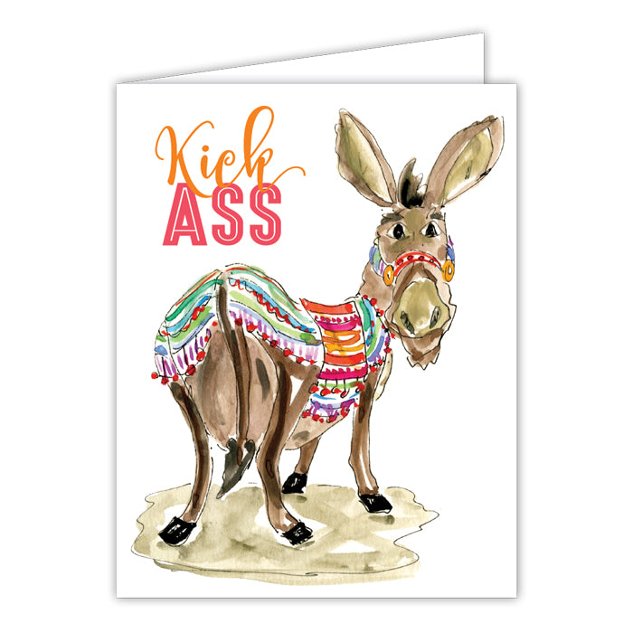 Kick Ass Donkey Folded Greeting Card